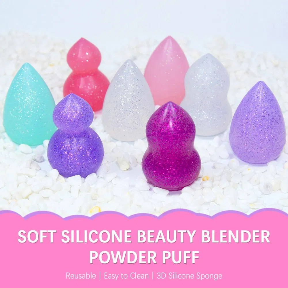 Soft 3D Mini Beauty Silicone Blender Powder Puff Reusable Makeup Sponge Tool Cosmetic Sponges