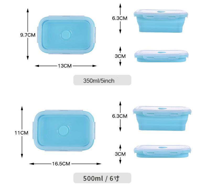 Outdoor Silicone Portable Folding Lunch Box for Travel, Microwave Bento Box, Kitchen Refrigerator Storage Fresh-Keeping Box, Retractable Box