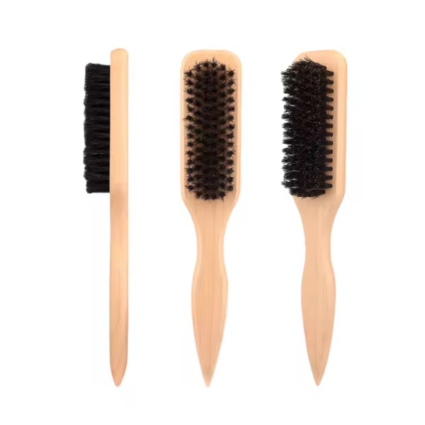 Long-Handled Natural Eco-Friendly Wood Wild Boar Bristle Men's Facial Beard Cleaning Brush