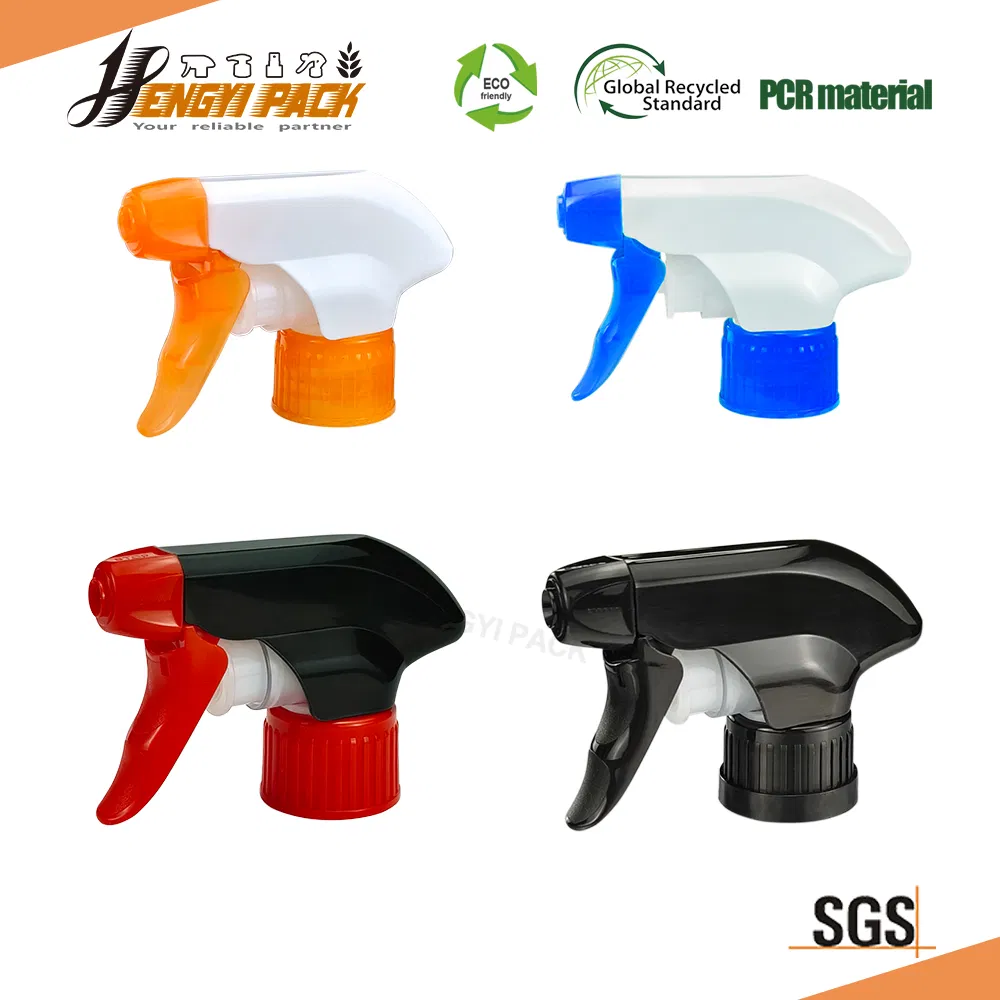Chemical Acid Alkali Resistant 100% All Plastic Plastic Trigger Sprayer with Foam Spray Stream Nozzle 28 Child Safety PCR Material Hand Spray Head Gun