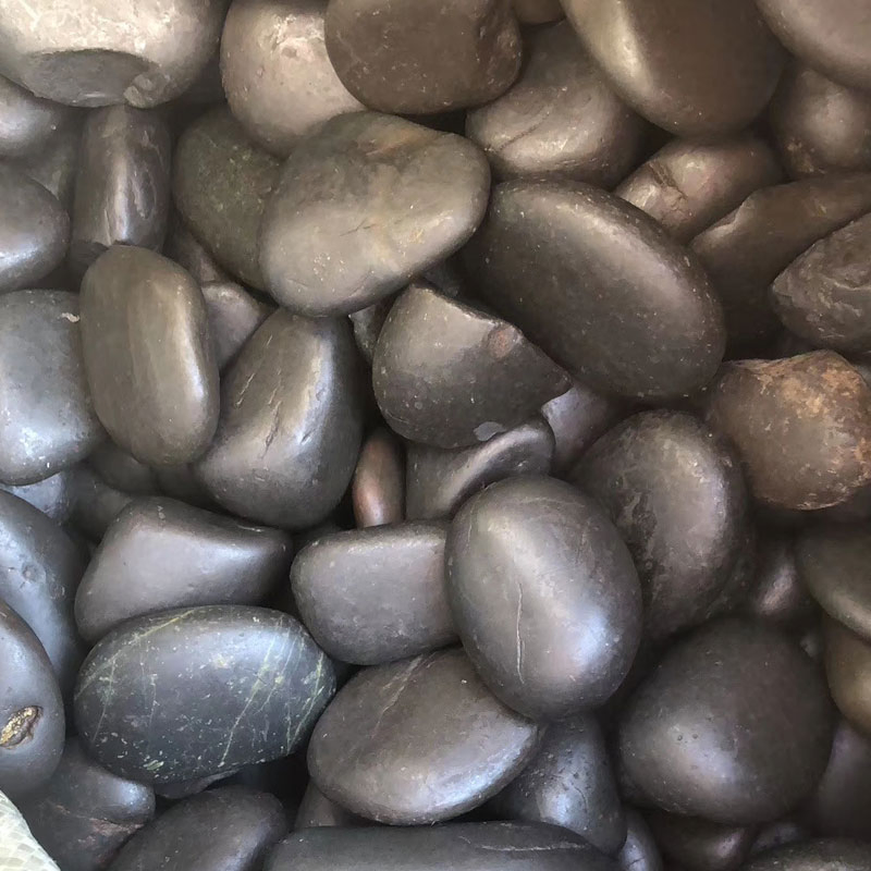 Polished River Black Pebbles for Landscaping