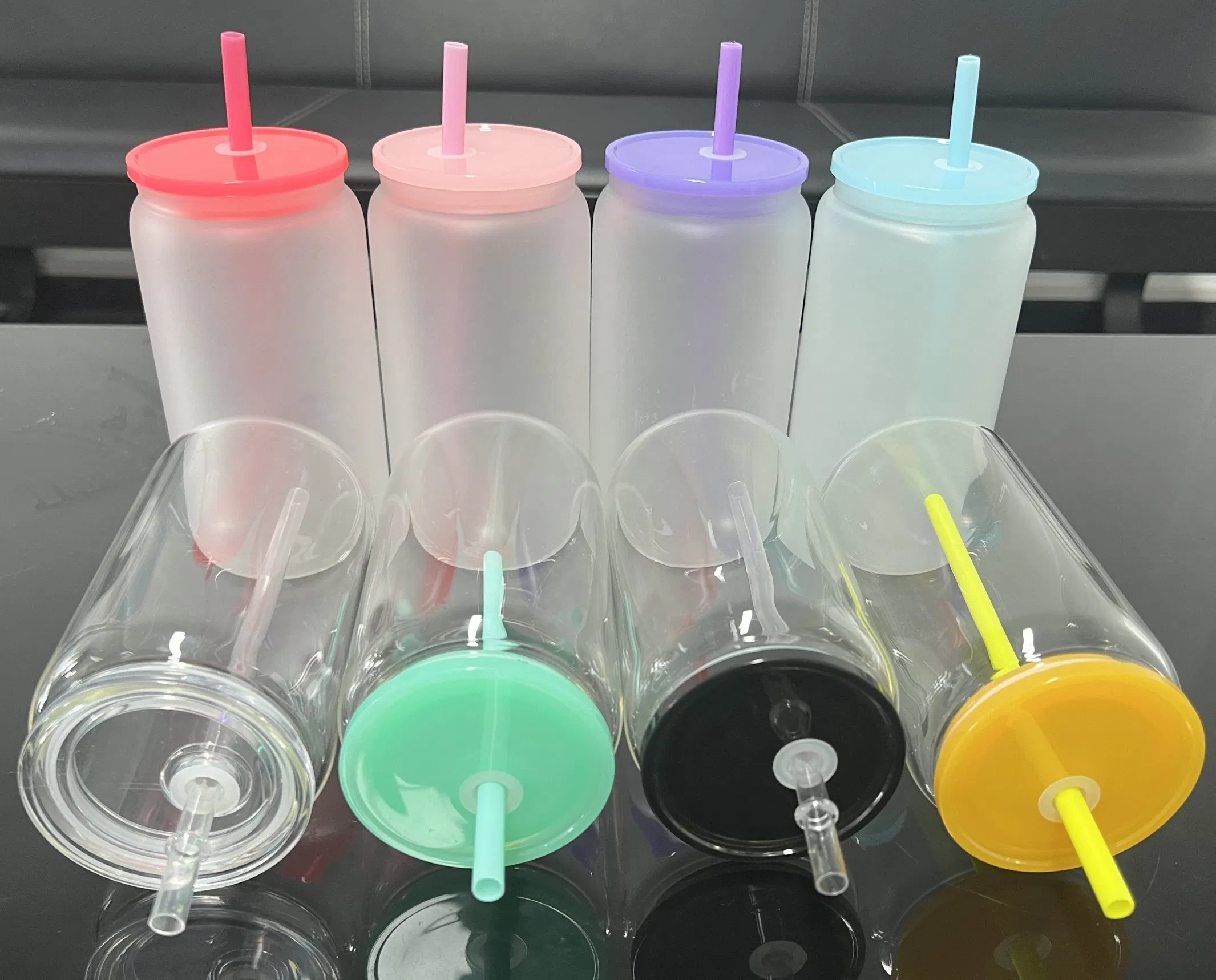 Wholesale Customizable 16oz High Borosilicate Glass Jars for Beer & Juice Drinking with Lids & Straws Sublimation Tumblers Cups Can
