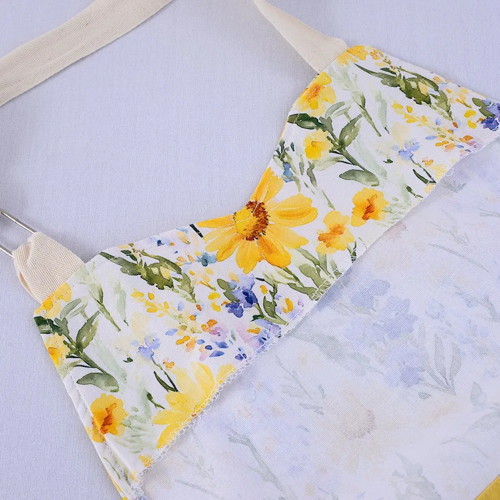 Custom 100%Cotton Yellow Flower Kitchen Uw Style Women's Apron