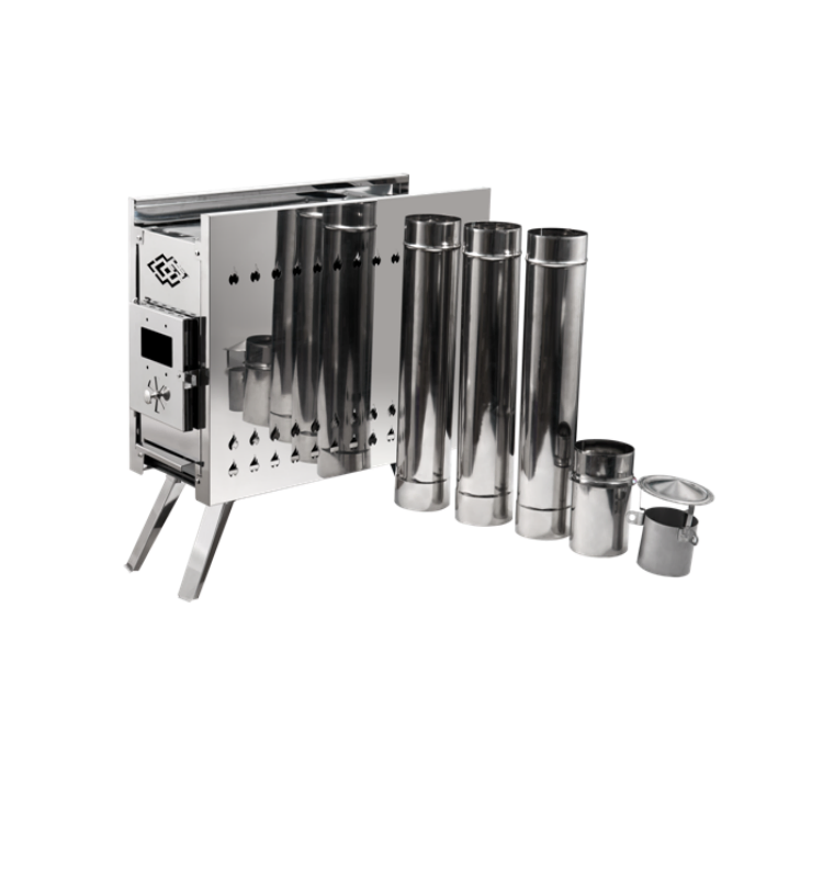 Smokeless Charcoal Beautiful and Easy to Disassemble Outdoor Heating Camping Firewood Sauna Stove Long Tube Tent Firewood Stove