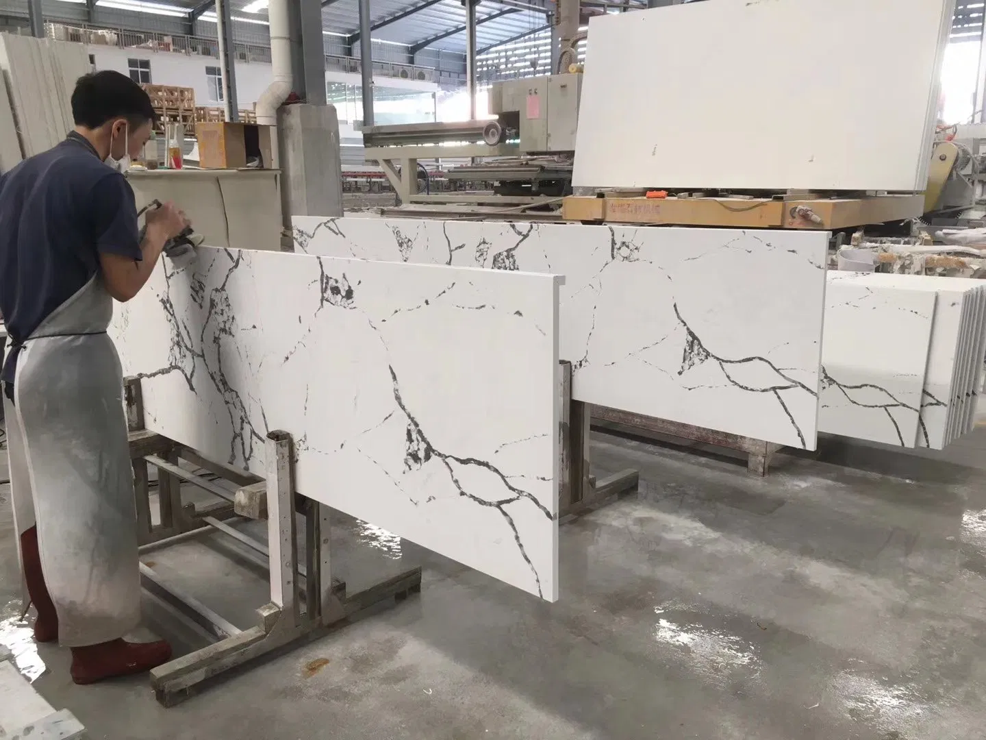 Artificial Quartz Slab White Calacatta Quartz Stone for Bathroom Kitchen Countertop