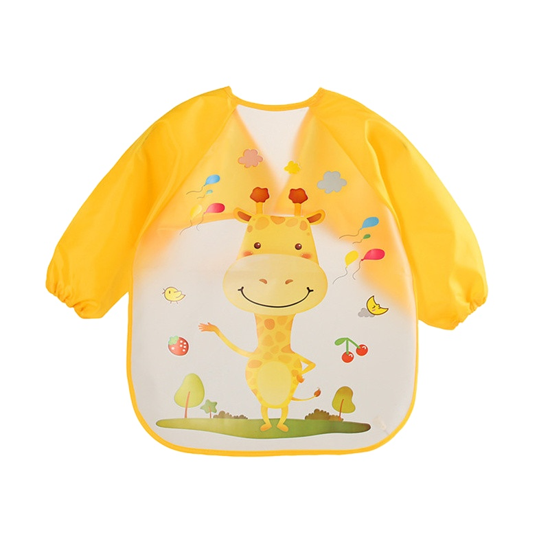 Waterproof Cartoon Bibs for Infants - Long Sleeve Baby Apron
