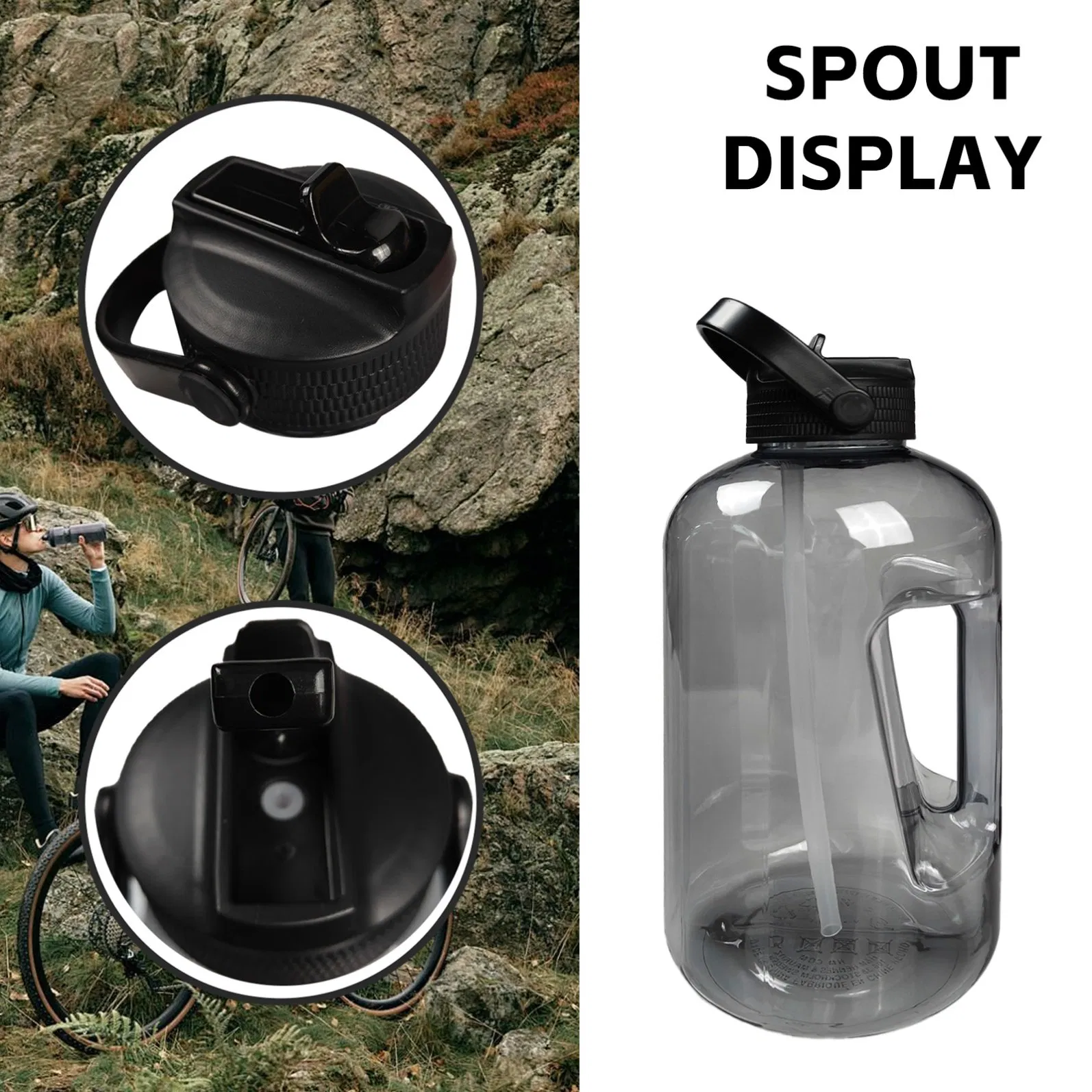 Large Capacity 2200ml Water Bottle Flip-Top Style Tritan Sports Bottle