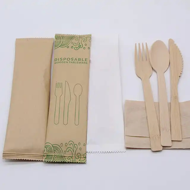 170 mm Dinnerware Eco Friendly Disposable Bamboo Knife Fork Spoon Cutlery Set