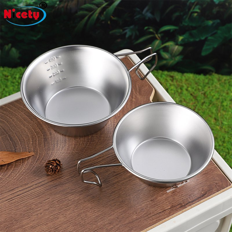 Outdoor Camping Shiraz Bowl Metal 304 Stainless Steel Folding Camping Bowl