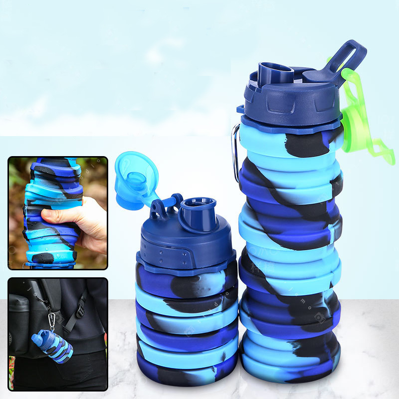 Camouflage Silicone Foldable Sports Water Cup Men's and Women's Telescopic Bottle