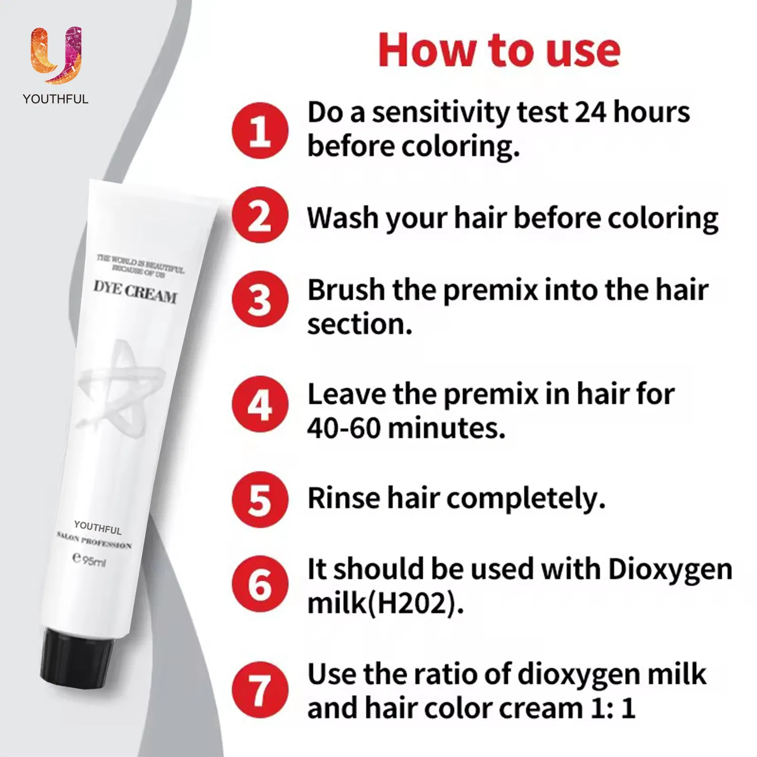 Unisex 100ml Light Grey Silver Permanent Hair Dye Color Cream