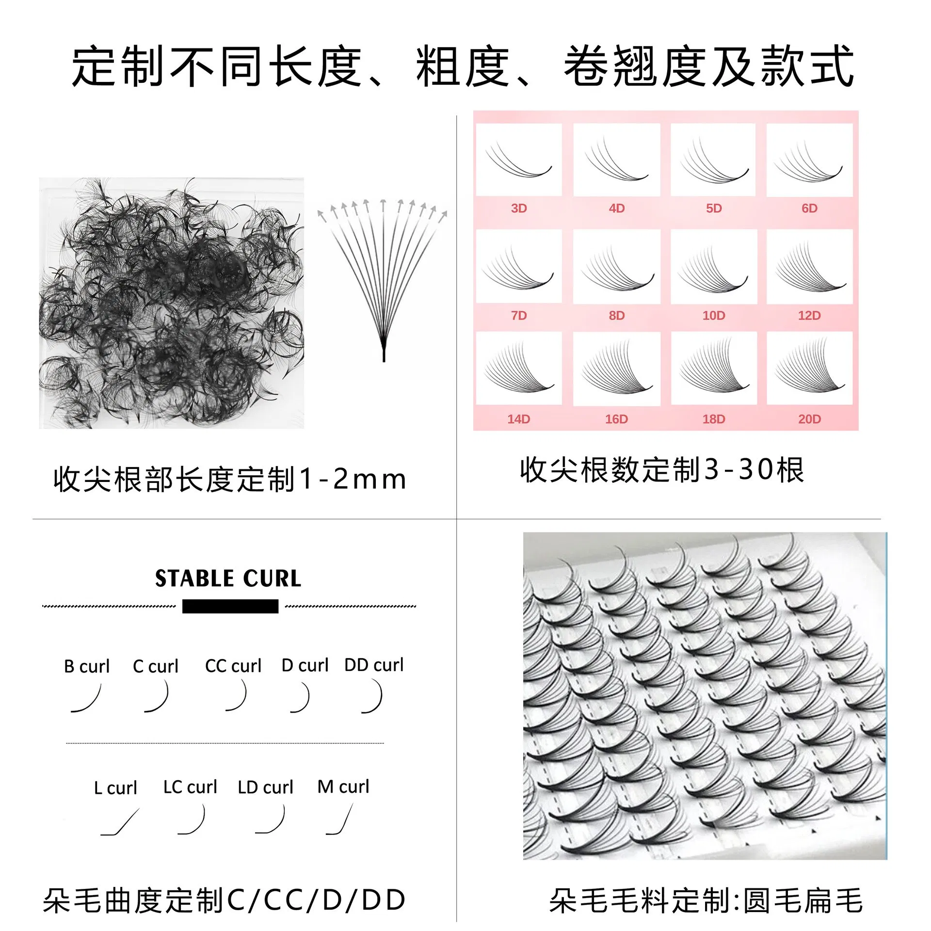 Loose Short Stem Handmade Premade Lash Extension Loose Fans