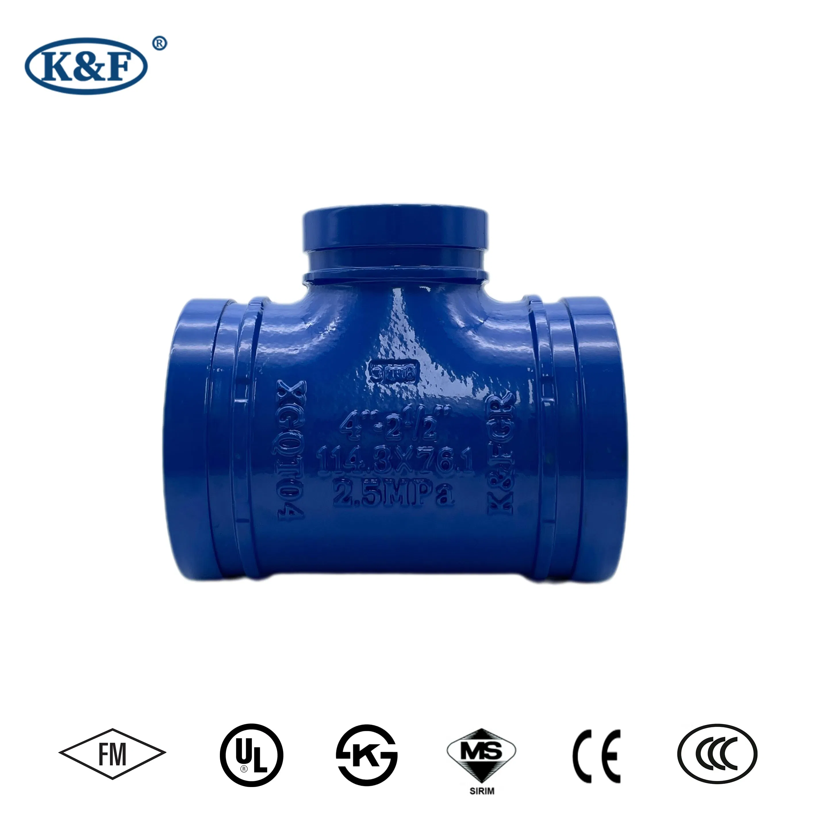 Kanaifu DN15 D. I. Ductile Iron Grooved Round Pipe Fitting Tee for Fire System
