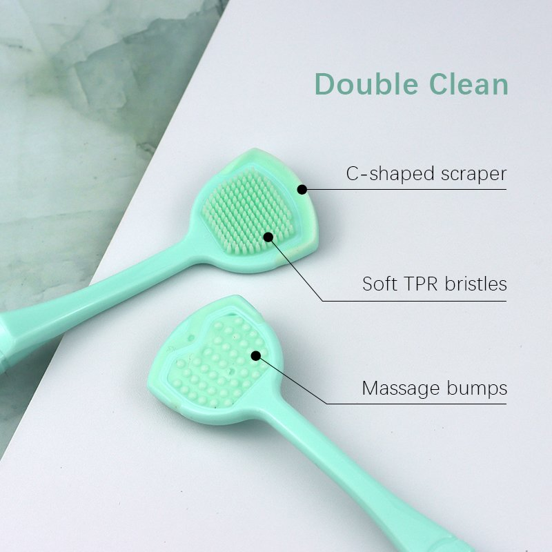 Manufacture Soft Silicone TPR Tongue Scraper Tongue Cleaning Brush Hanger Oral Care