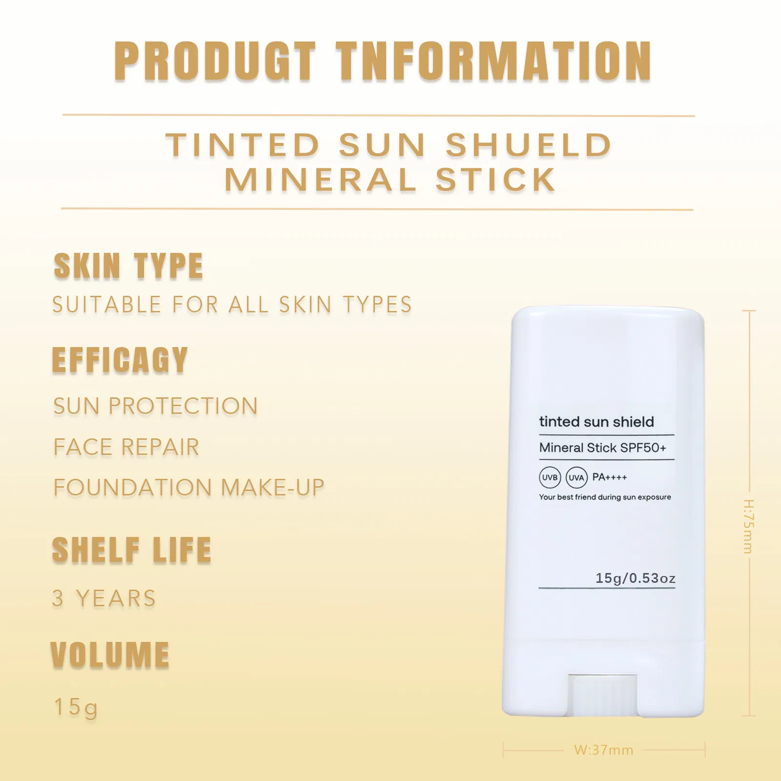 Beauty Cosmetics Skin Care SPF 50 Mineral Face Sunscreen Non-Sticky Sunscreen Stick