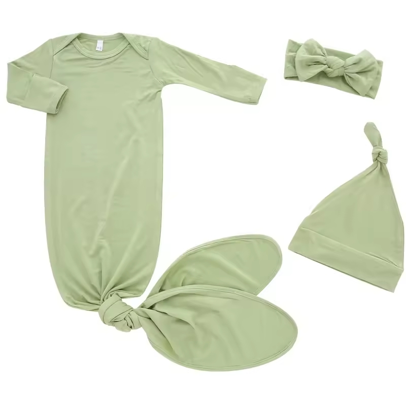 Sleep Bags & Single Knot Hat Set Bamboo Newborn Baby Sleeping Gown