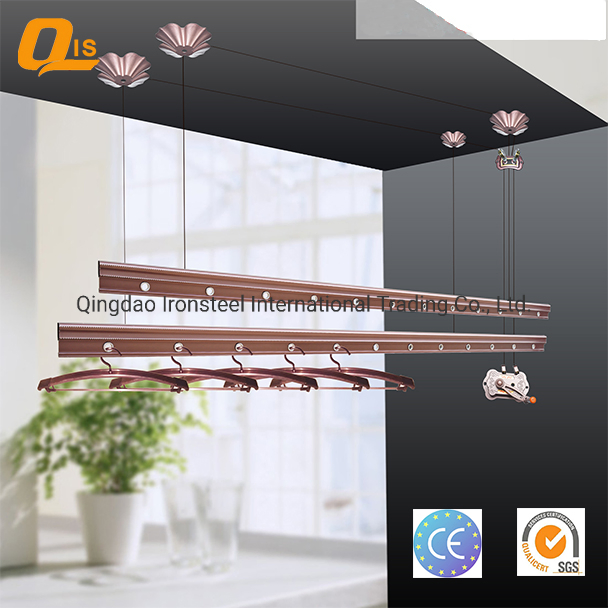 Hand Operated Aluminum Liftable Balcony Mounting Cloth Rack