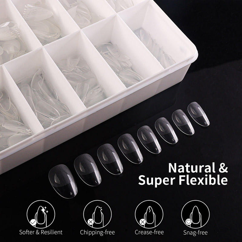 Customize Fake Nail Acrylic Transparent Medium Almond Acrylic Nail for Beauty