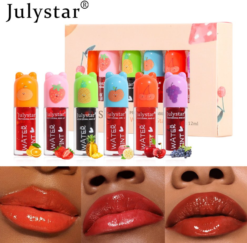 Online Wholesale in Stock 6 Colors Moisturizing Lip Gloss Jelly Non Sticky Cup Sexy Liquid Lipstick Cherry Red Pink Glitter Lip Tint Korean Lips Makeup Set