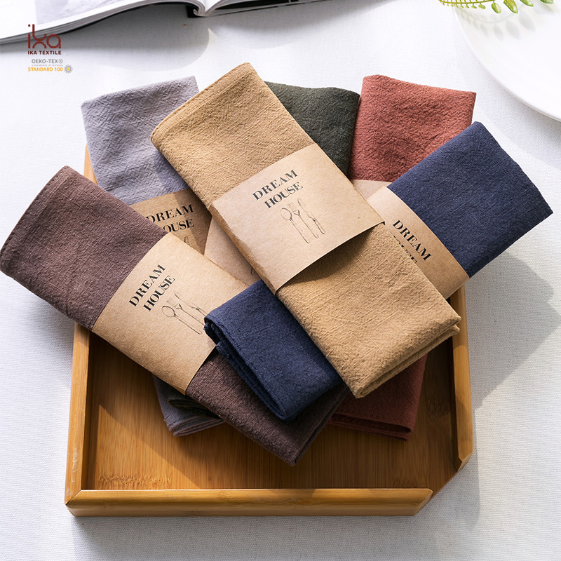 Hot Sale Items Decorative Natural Dinner Brown White Color Printed Embroidered Custom Personalized Linen Napkin