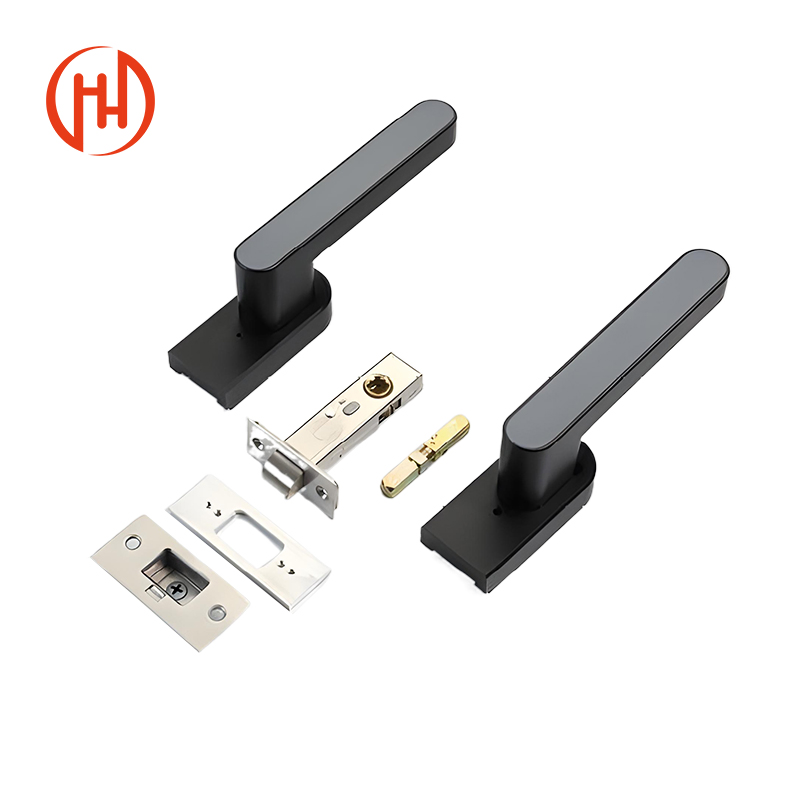 Interior Push Pull Doors Alloy Locking Bedroom Lock Room Black Handle