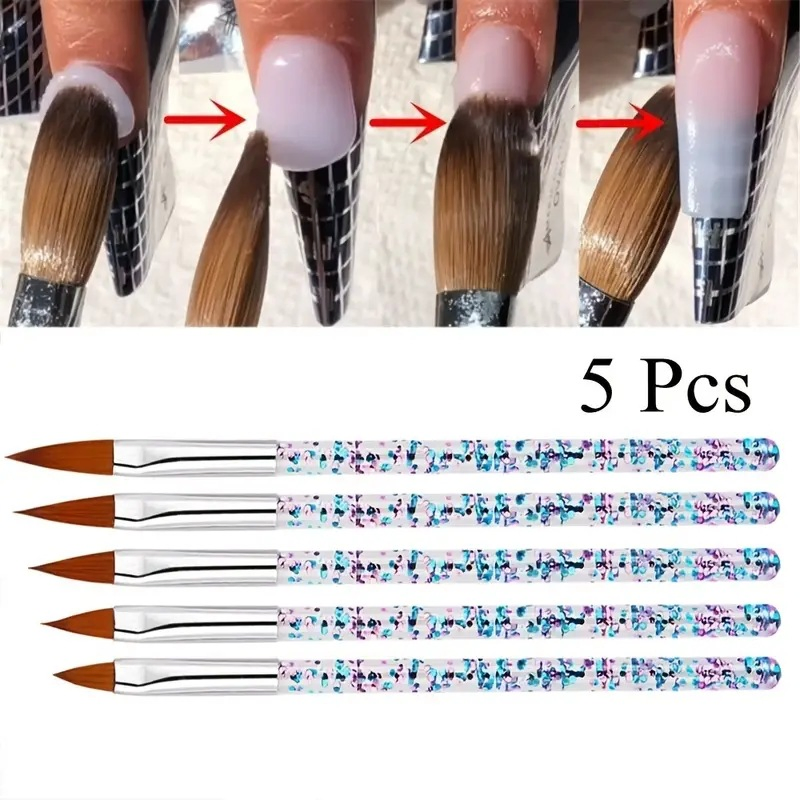 New Crystal Smudge Carved Nail Art Brush 5 Pieces
