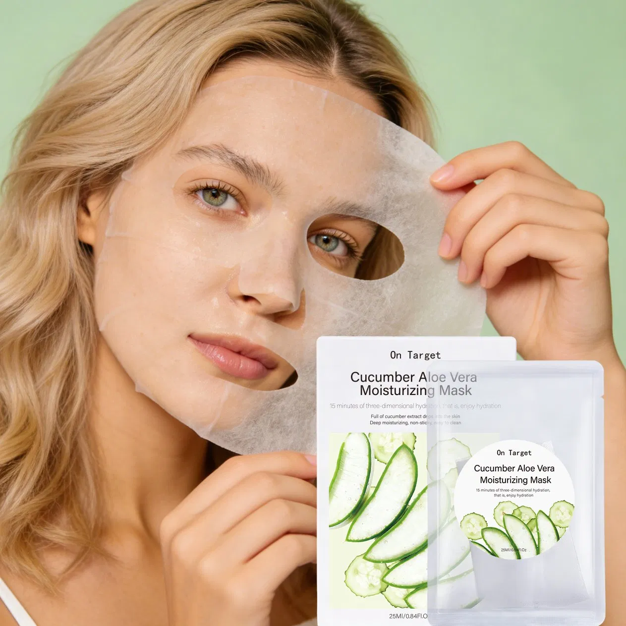 Organic Wholesale Cucumber Aloe Vera Sheet Mask Deep Moisturizing Nourishing Soothing & Brightening Facial Mask Skin Care Hydration
