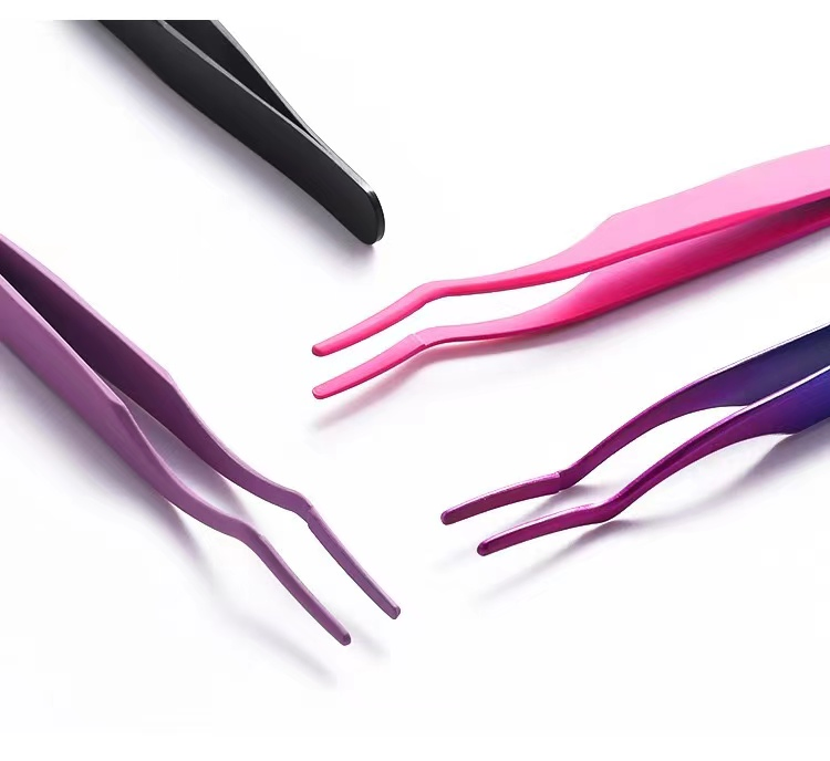 Eyelash Extension Tweezers Straight and Curved Tip Eyelash Applicator Tool Stainless Steel Quality MOQ 50pieces