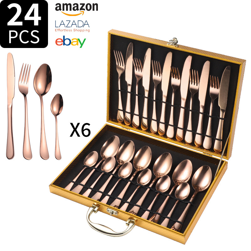 24-Piece Stainless Steel Cutlery Set, Knife, Fork and Spoon