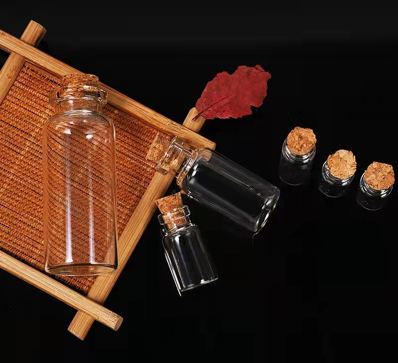 5ml - 20ml Small Glass Jars Message Vials with Lid Cheap Cork Stopper Bottle DIY Small Glass Bottle Mini Container 22 Diameter