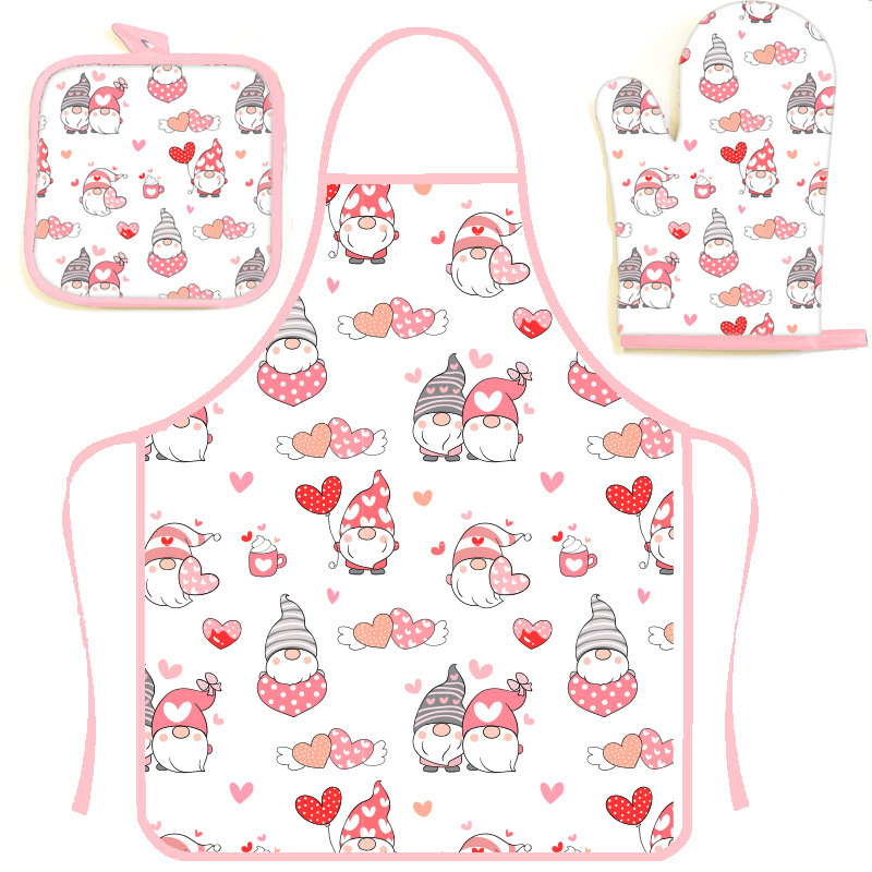 Customizable Pink Polyester Cotton Apron for Kids Cooking