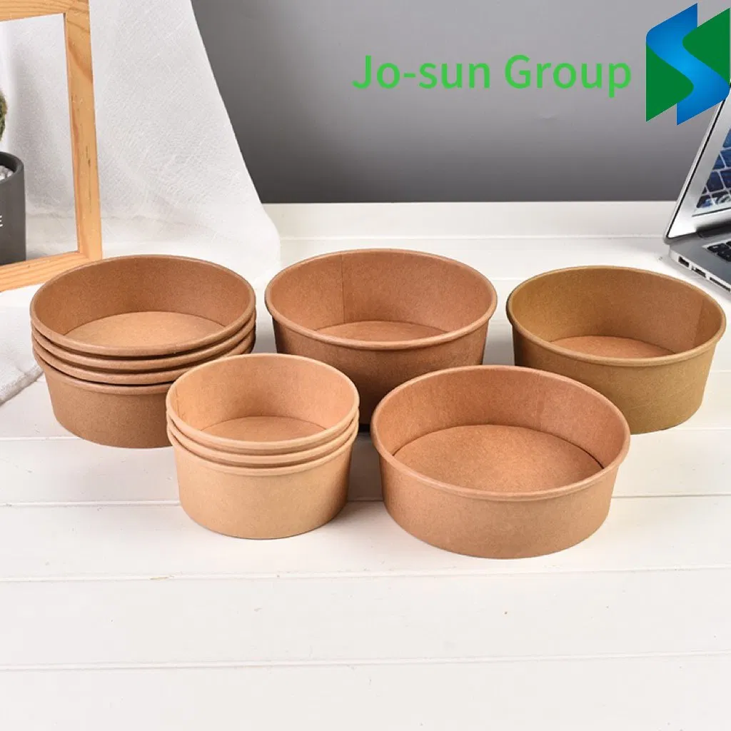 High Quality Food Grade Wholesale Disposable Water and Oil Proofing Kraft Paper Bowl with Plastic Lid