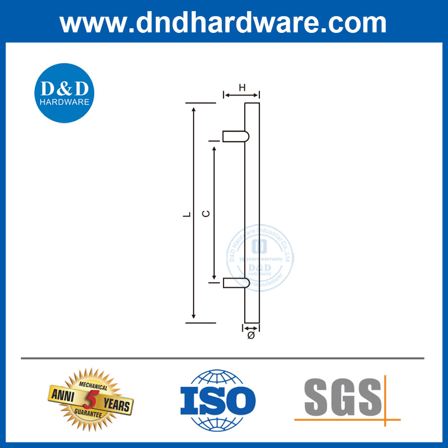 Stainless Steel Decorative Commercial Door Accessories Lock Back to Back Handle Bathroom Shower T Bar Tube Sliding Double Side Hardware Glass Door Pull Handle