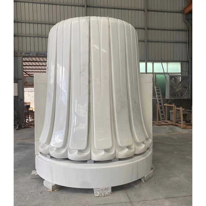 Белая мраморная колонна для интерьера, резная