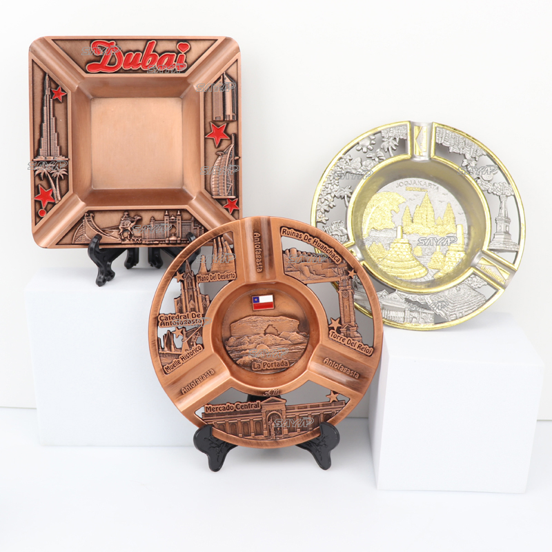 Personalized Custom Vintage Zinc Alloy Tourist Souvenirs Metal Pocket Cigar Ashtray