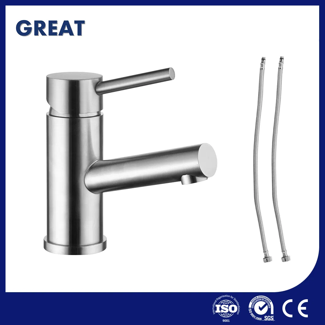 Great 3 Hole Bathroom Sink Faucet Suppliers High-Quality Sink Faucet GLS4901s49 Brushed Single Lever Basin Faucet Single Hole Golden Tap for Wash Basin