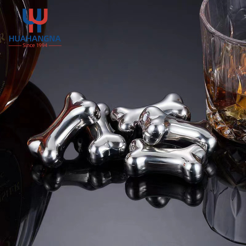 Reusable Bone Shaped Stainless Steel Ice Cube Whiskey Stones