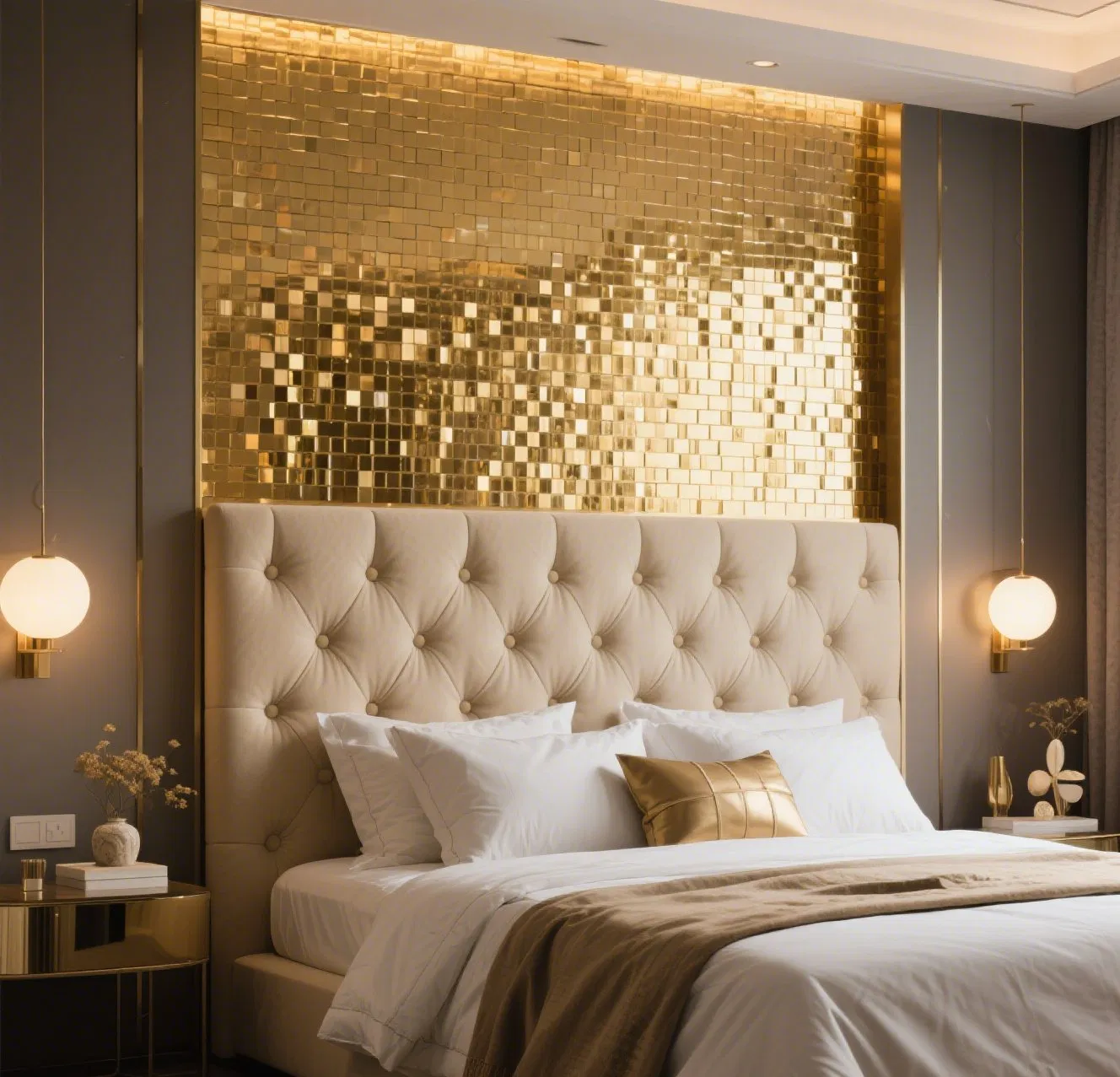 Aluminum Mosaic Tiles with Mirror Surface for Hotel Bathroom Walls