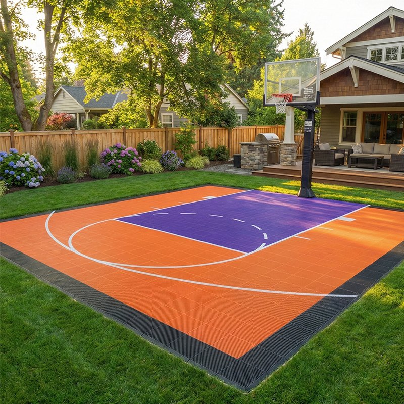 Напольные плитки для баскетбольной площадки на даче