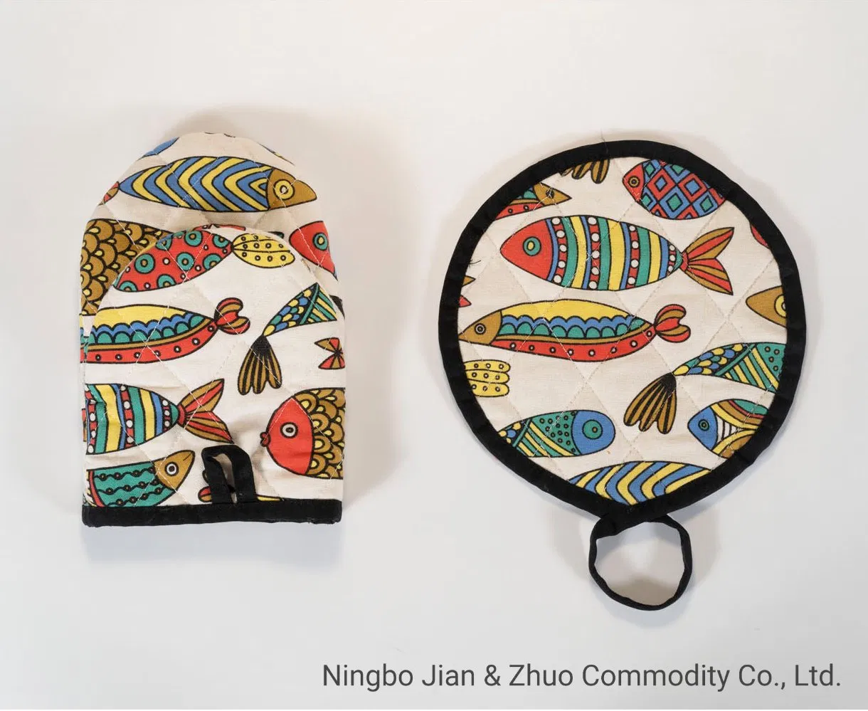 Hot Sale Polyester Digital Printing Fish Oven Mitt and Pot Holder