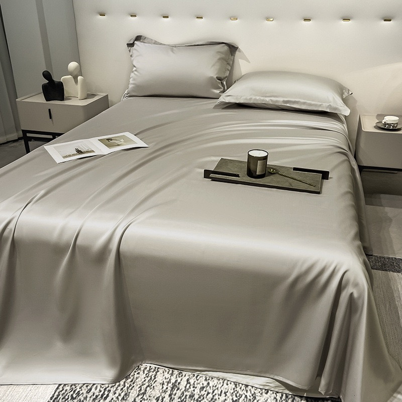 Solid Color Lyocell Flat Sheet 3PCS Pillowcases Single Product Tencel Bedding Set Home Hotel Textile Bed Sheets