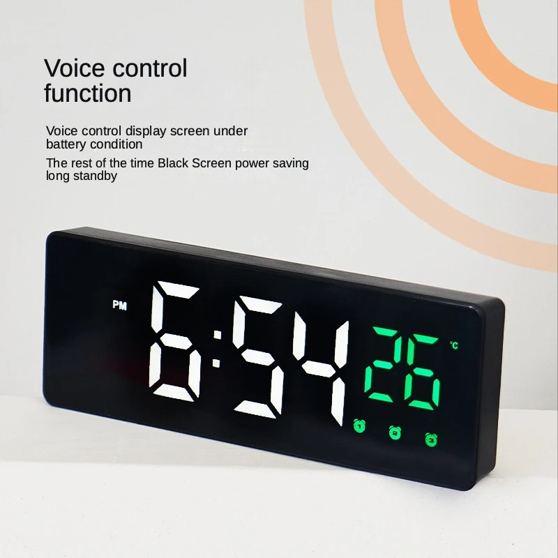 Creative Mirror Clock Mute LED Electronic Alarm Clock Student Bedside Clock
