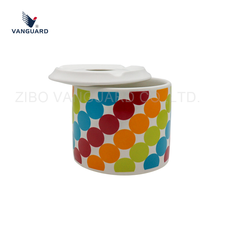 Promotion Outdoor Ashtray Round Custom Printing Ceramic Smoking Ashtray with Lid