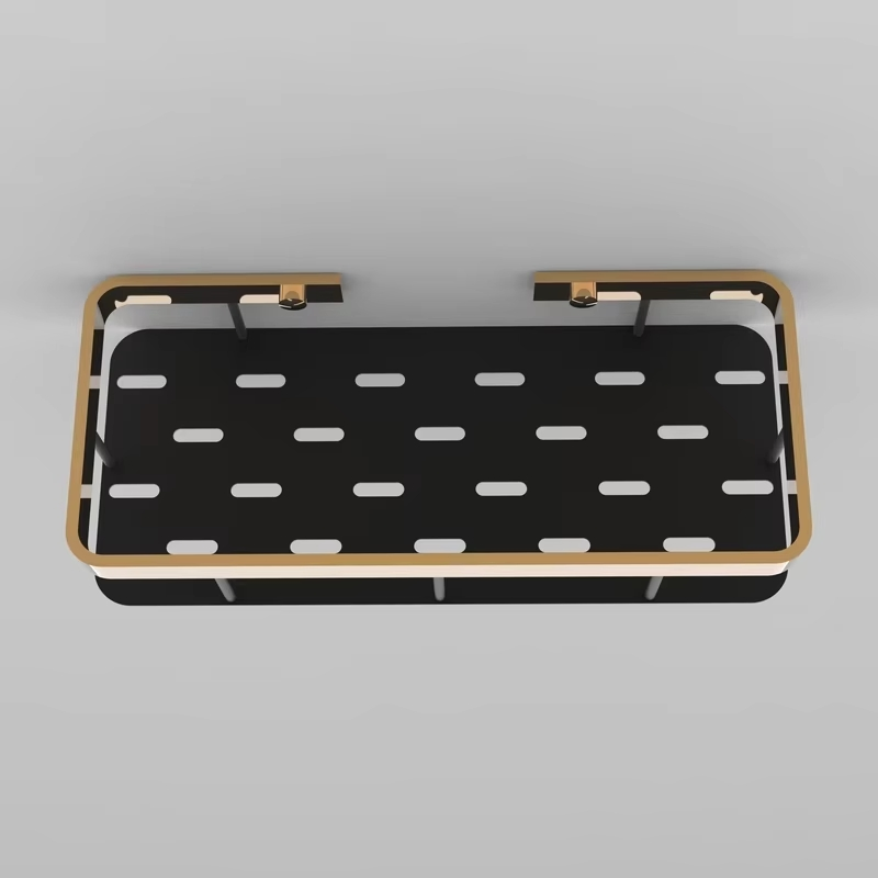 Настенная полка для ванной черно-золотая