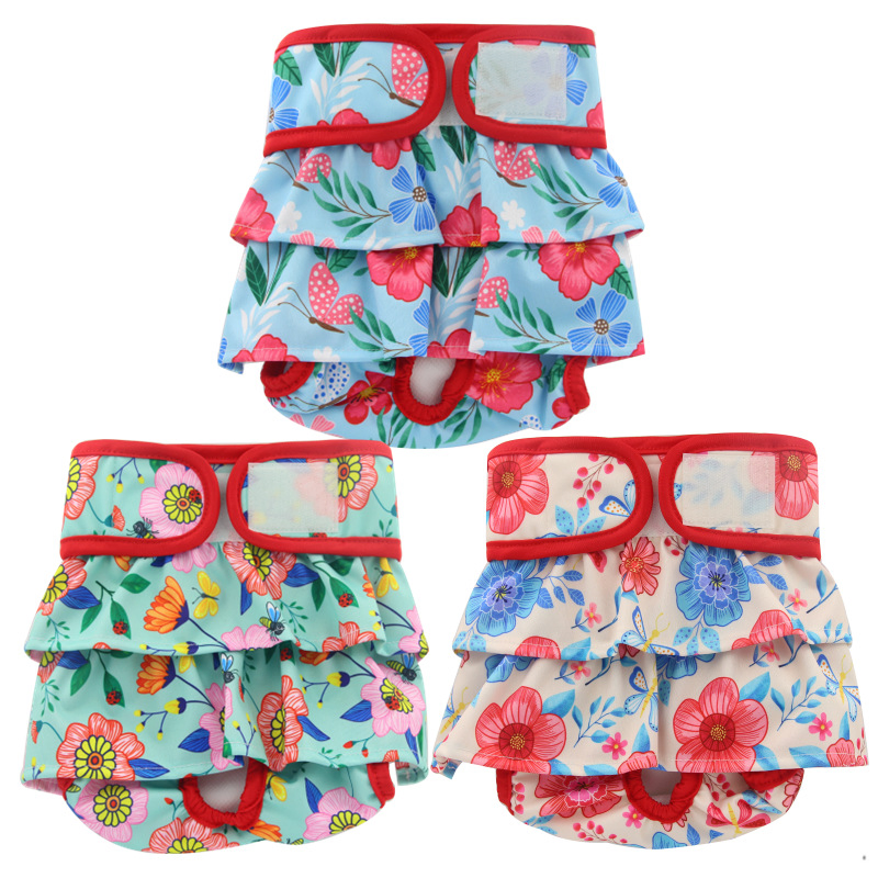 Pet Physiological Pants with Skirt Edges, Anti-Disturbance Female Dog Cloth Diapers, and Dog Physiological Pants