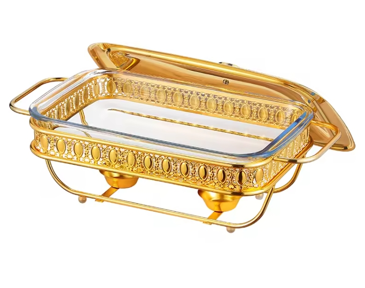 New 2L Stainless Steel Gold Hotel Restaurant Food Large Capacity Hot Pot Catering Buffet