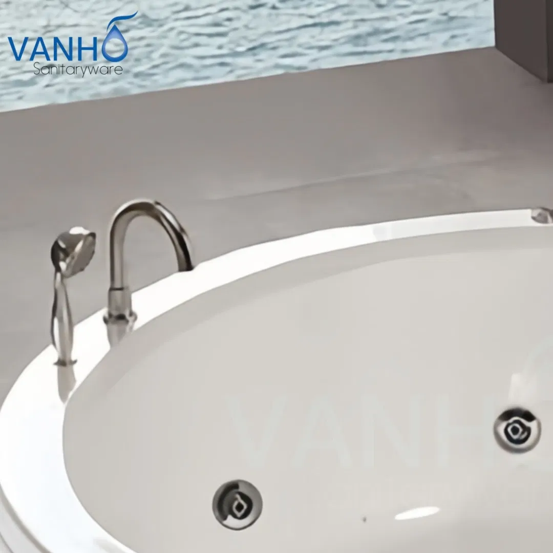 Акриловая ванна с гидромассажем, круглая, отдельностоящая