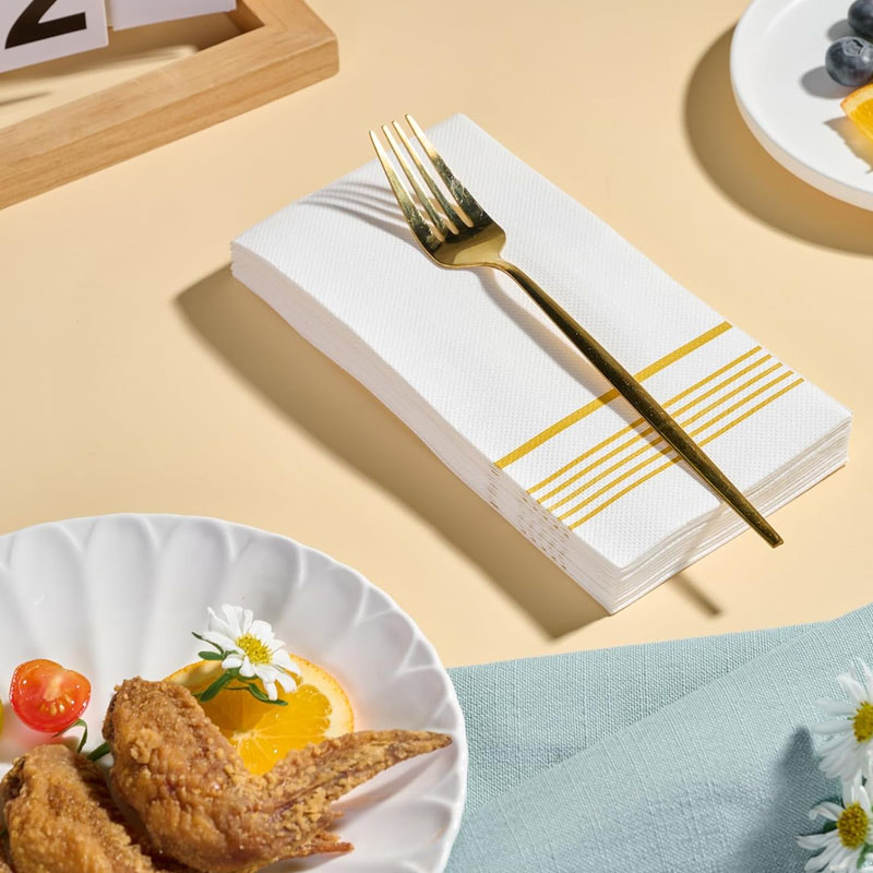 China Custom Disposable Thick Premium Quality Logo Printing Linen Feel Guest Towel Airlaid Paper Kangaroo Napkins