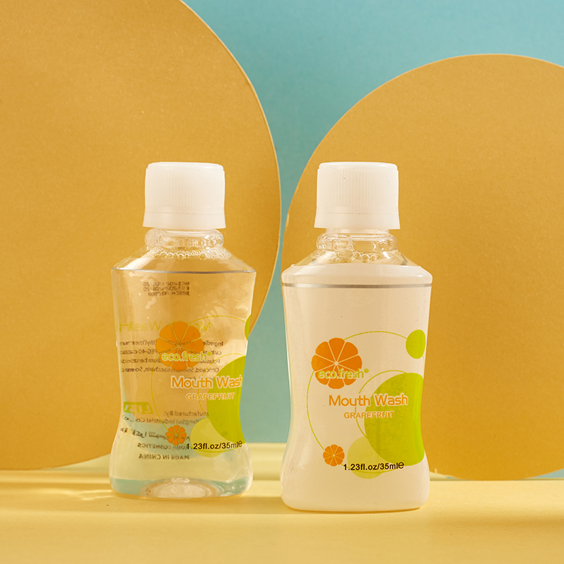 OEM Grapefruit Flavor 35ml Alcohol Free Mouth Wash Hotel Travel Portable Disposable Herbal Concentrated Mini Mouthwash