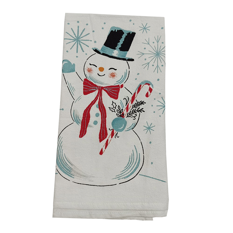 Esun Printed Reusable Rectangle Hand Drying Tea Towel for Xmas Home Decor